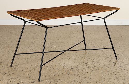 ITALIAN RATTAN COFFEE TABLE ON IRON