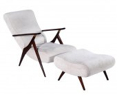 ITALIAN RECLINING CHAIR & OTTO