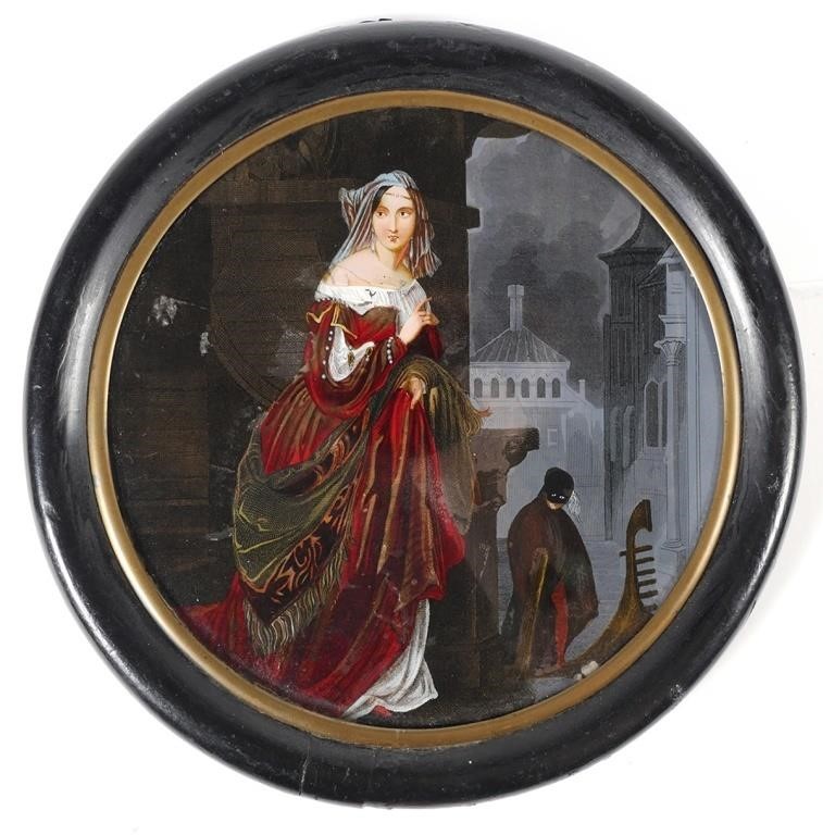 ITALIAN REVERSE PAINTED SCENE OF