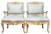 ITALIAN ROCOCO BLUE ARMCHAIRS,