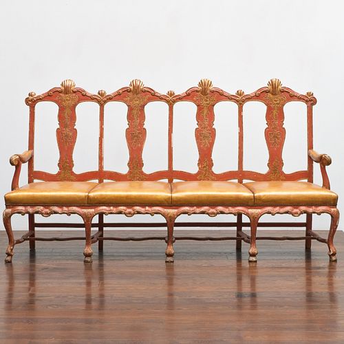 ITALIAN ROCOCO STYLE RED PAINTED