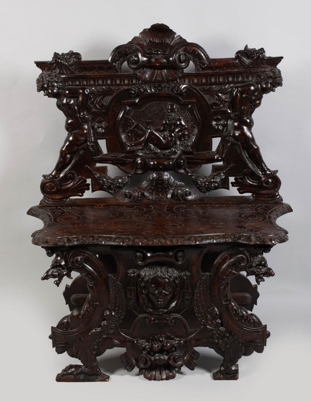 ITALIAN ROCOCO STYLE WALNUT HALL