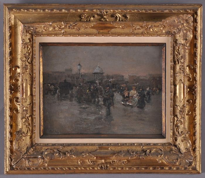 ITALIAN SCHOOL: CITY STROLL Oil