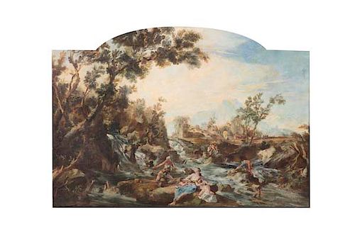 ITALIAN SCHOOL FIGURES IN A RIVER