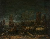 ITALIAN SCHOOL, HARBOR SCENE,