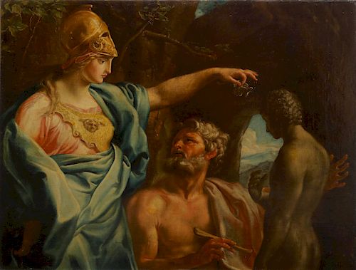 ITALIAN SCHOOL, OIL, MINERVA