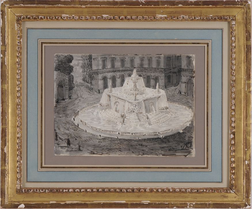 ITALIAN SCHOOL: PIAZZA FOUNTAIN Ink