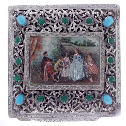 ITALIAN SILVER AND ENAMEL PAINTED