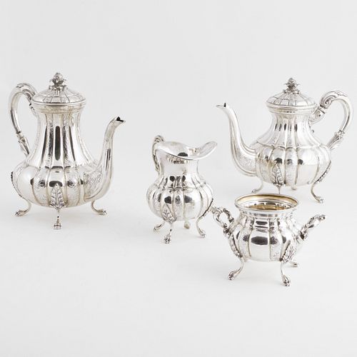 ITALIAN SILVER FOUR-PIECE TEA AND