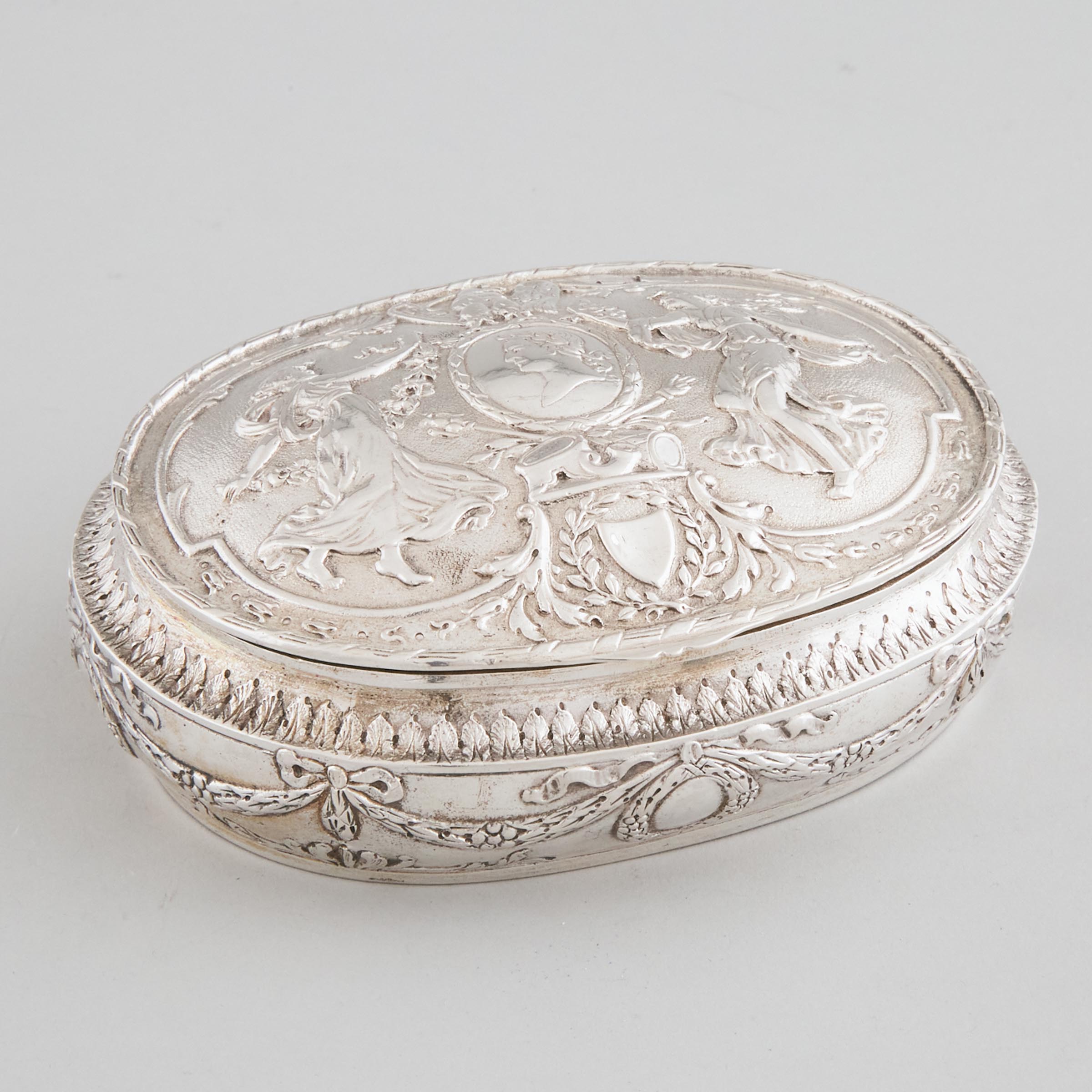 Italian Silver Oval Trinket Box,