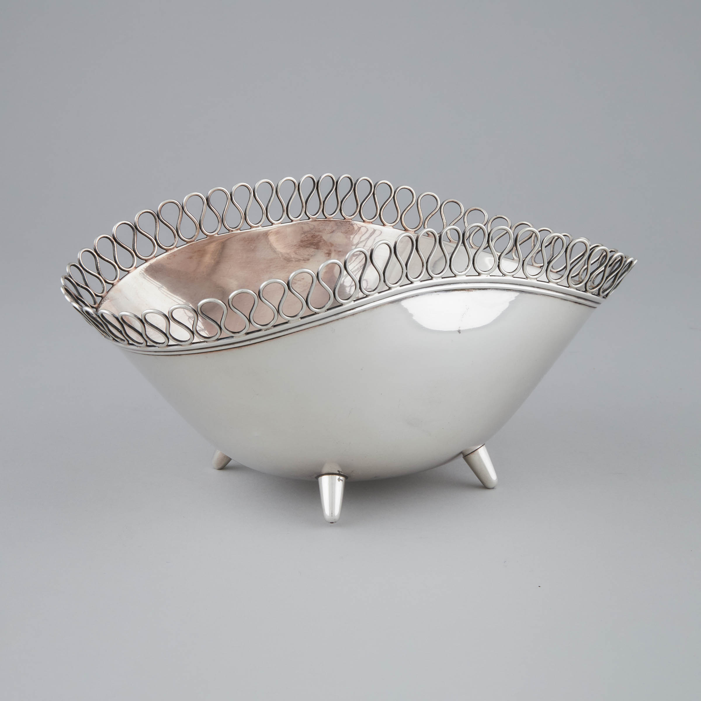 Italian Silver Shaped Oval Bowl,
