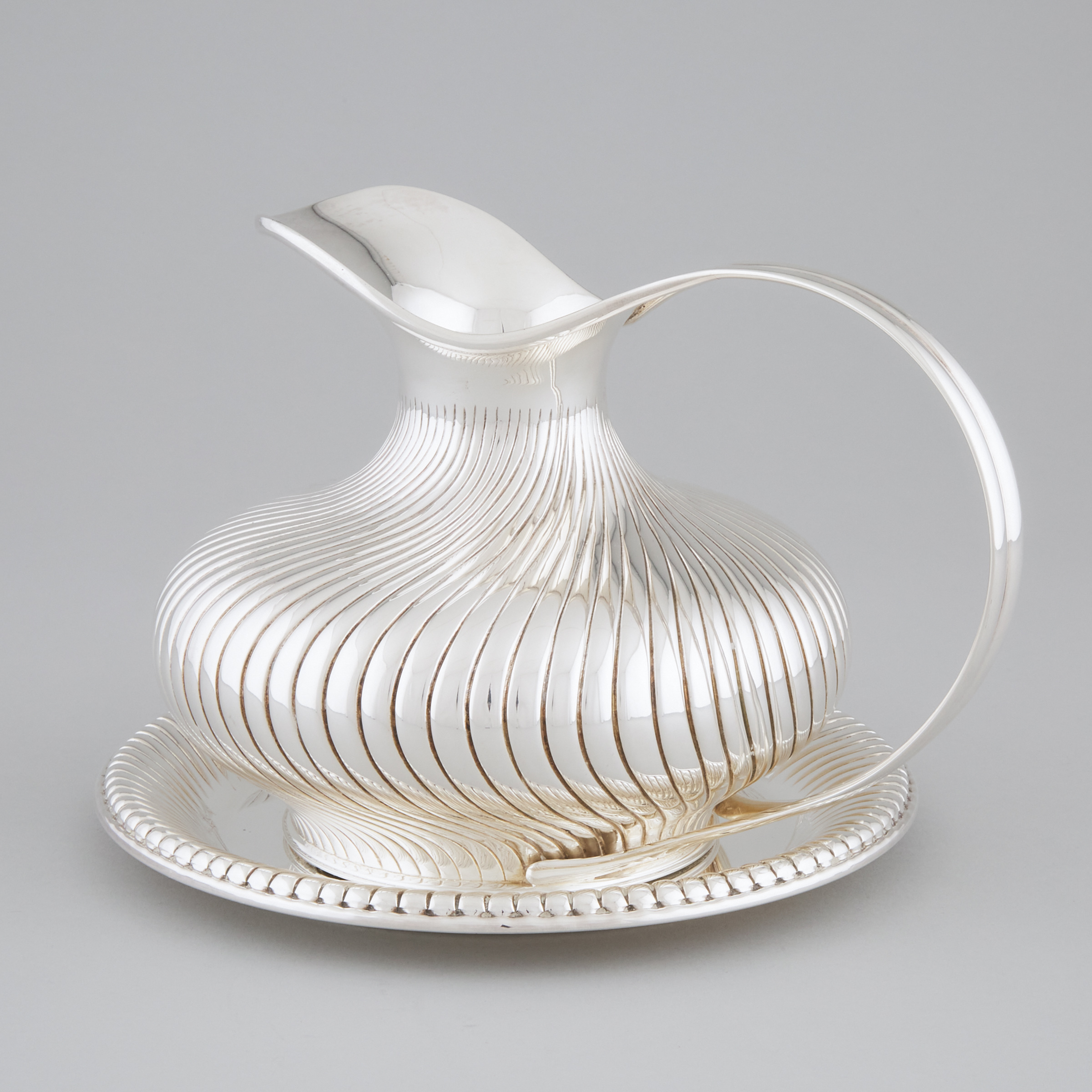 Italian Silver Wrythen Fluted Jug