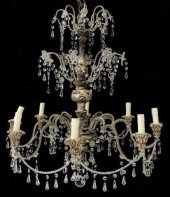 ITALIAN SILVERED WOOD & CRYSTA