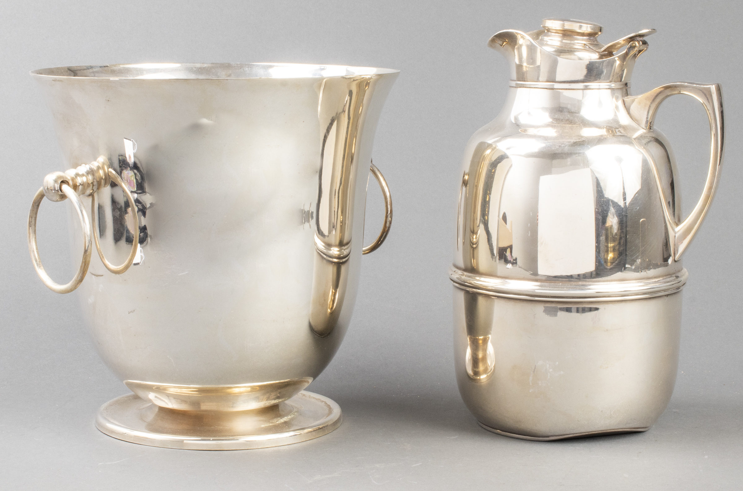 ITALIAN SILVERPLATE PITCHER AND ICE