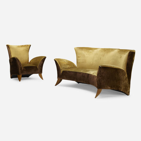 Italian. Sofa and armchair. c.