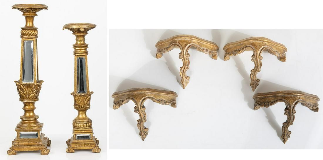 ITALIAN STYLE CANDLESTICKS & 4 WALL