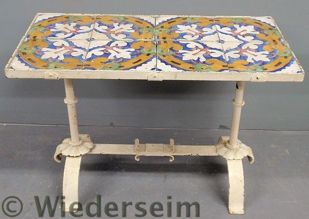 Italian tile top table with white