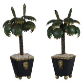 ITALIAN TOLE PAIR PALM TREE IN