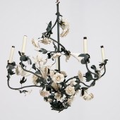 ITALIAN TOLE & PORCELAIN ROSE