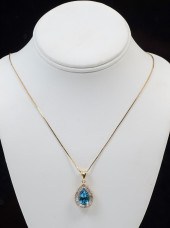 ITALIAN TOPAZ & DIAMOND PENDAN