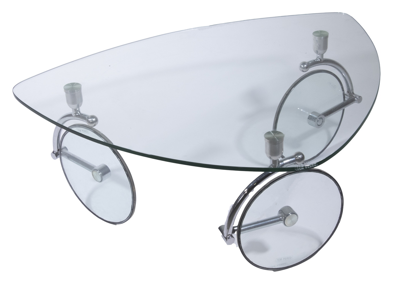 ITALIAN TRIANGULAR GLASS TABLE WITH