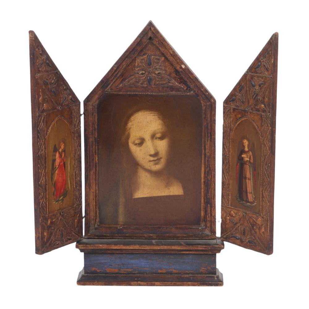 ITALIAN TRIPTYCH ICON MADONNA AND