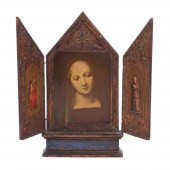 ITALIAN TRIPTYCH ICON MADONNA