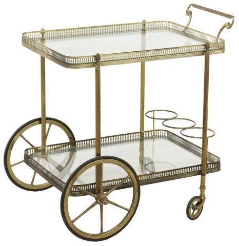 ITALIAN TWO-TIER BRASS & GLASS