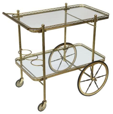 ITALIAN TWO-TIER BRASS & GLASS