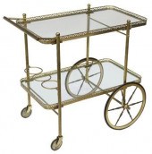 ITALIAN TWO-TIER BRASS & GLASS