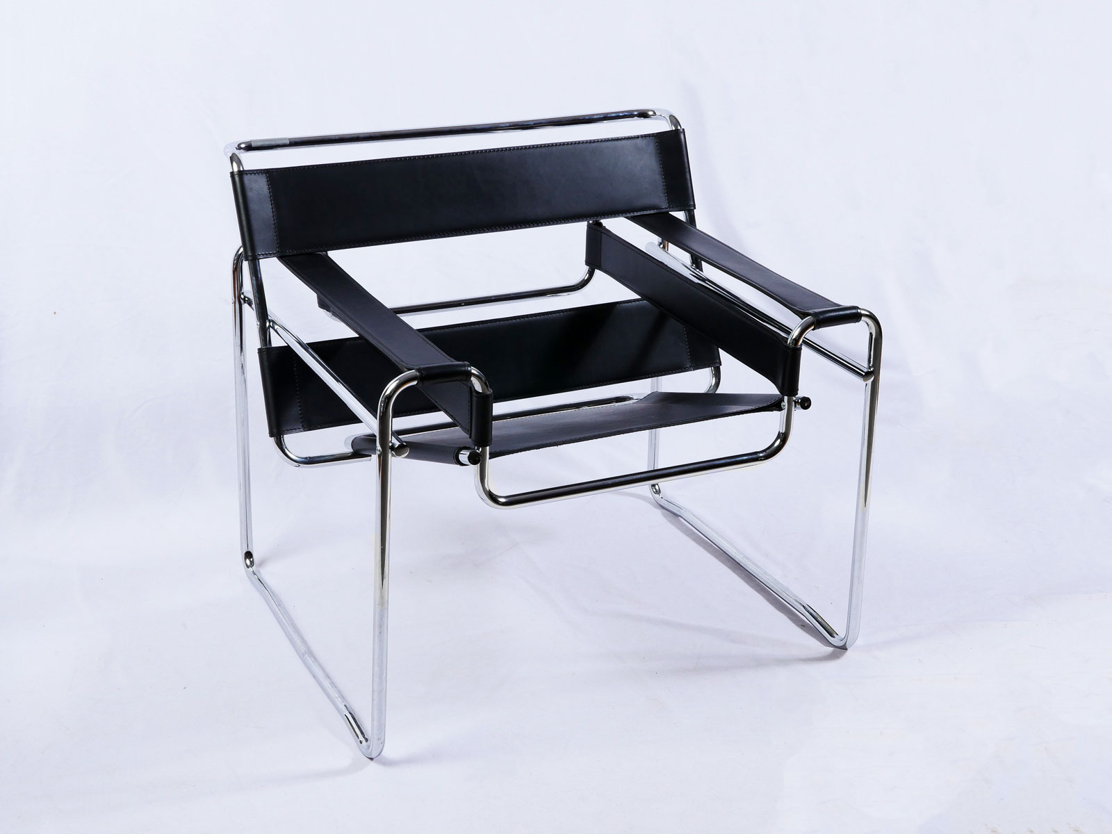 ITALIAN WASSILY STYLE BLACK LEATHER