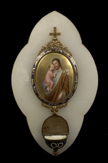 Italian White Onyx and Enamel