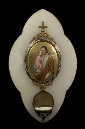Italian White Onyx and Enamel