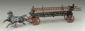 Ives cast iron fire wagon, two