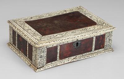 Ivory and tortoise box, wooden