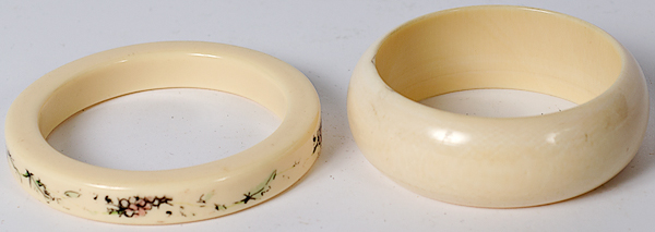 Ivory Bangles 20th century. Two