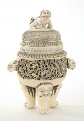 IVORY CARVED CHINESE COVERED J