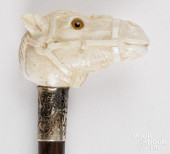 IVORY CARVED PONY WALKING STIC