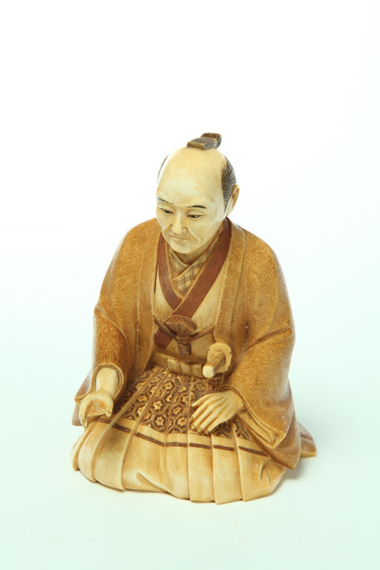 IVORY CARVED SAMURAI.  Japan  1st