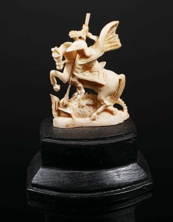 IVORY CARVING OF ST. GEORGE & THE