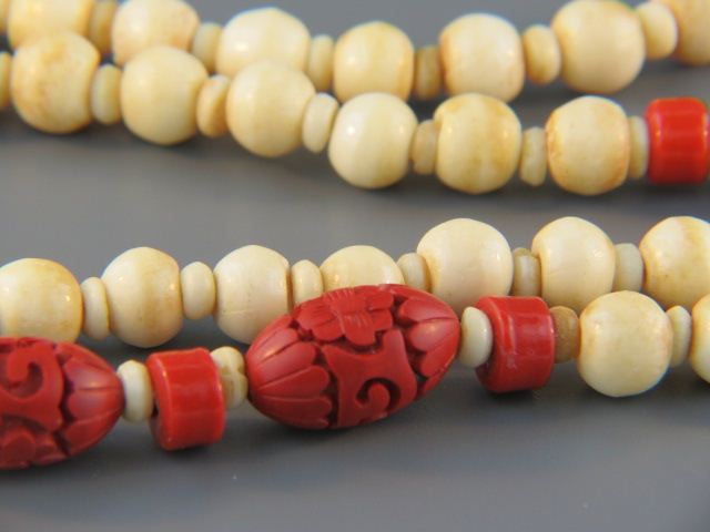 Ivory & Cinnabar Necklace 32''