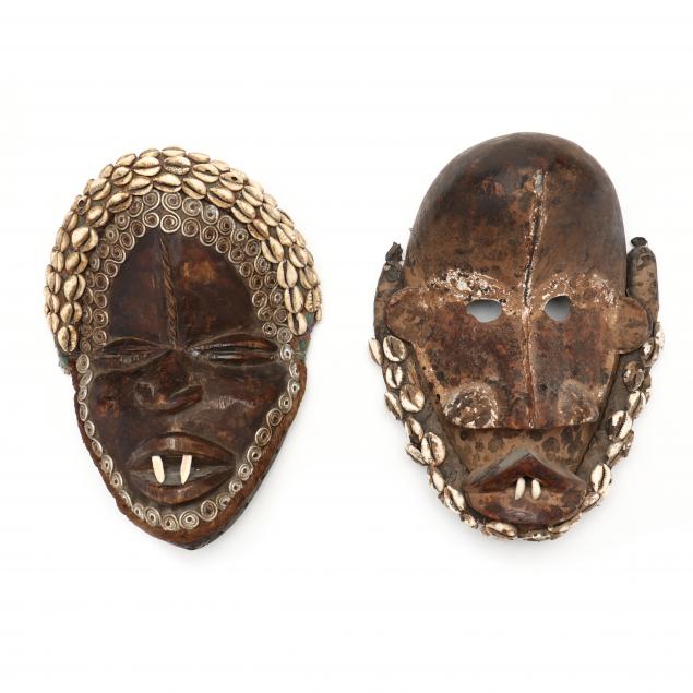 IVORY COAST, TWO DAN MASKS 
