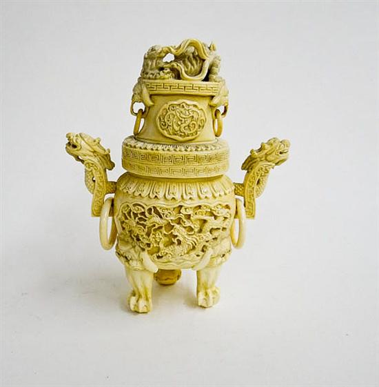 IVORY COVERED URN.  China  1st