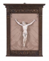 IVORY CRUCIFIX, FRAMED 19th c.
