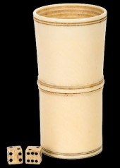 IVORY DICE CUP WITH PAIR OF BO