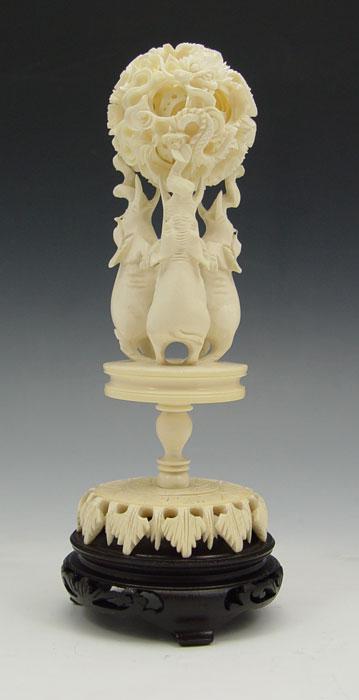 IVORY ELEPHANT STAND WITH MYSTERY