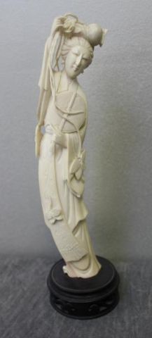 Ivory Geisha with a Fan.From a