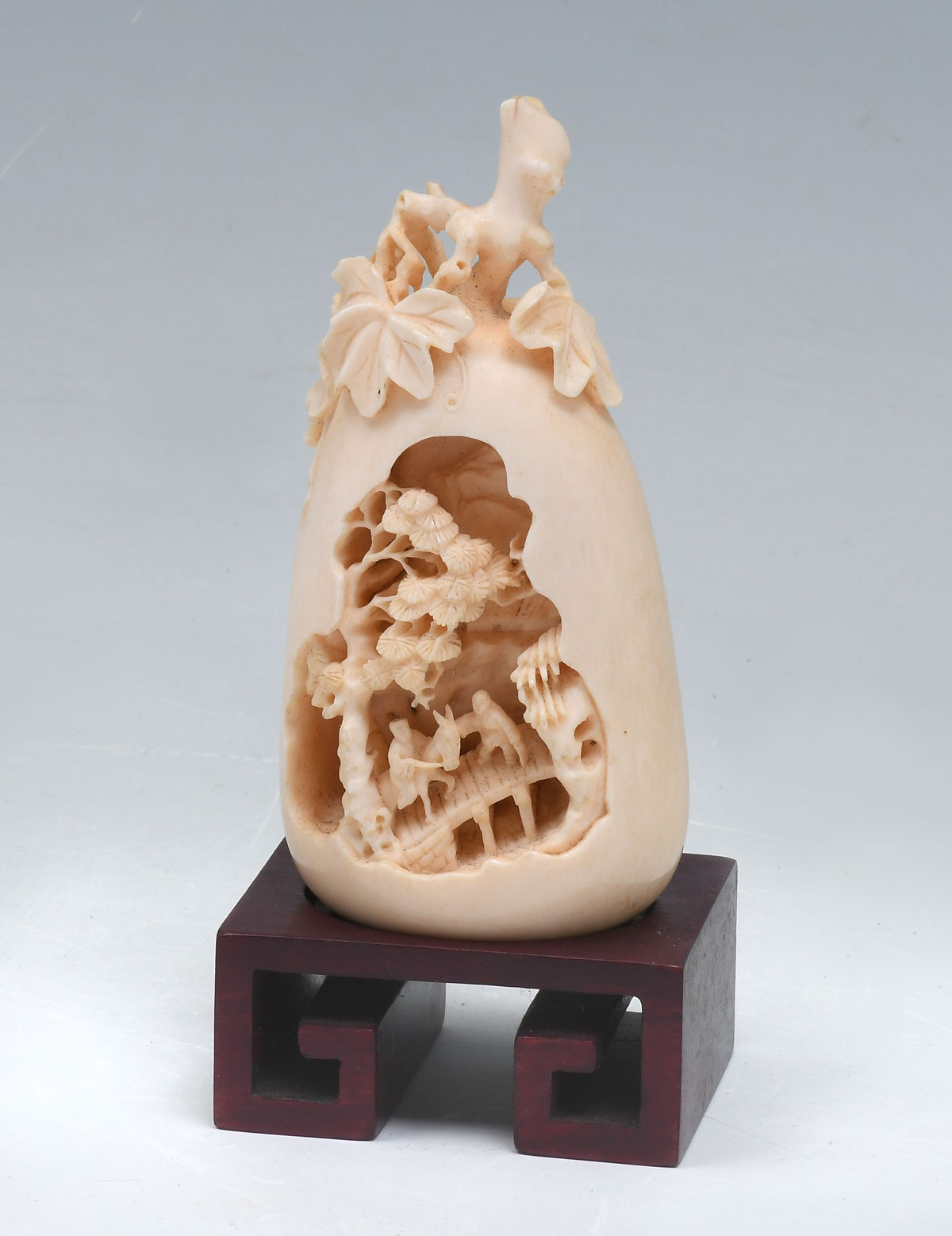 IVORY GOURD SHAPED OKIMONO CARVING: