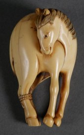 IVORY KATABORI NETSUKE OF A BO