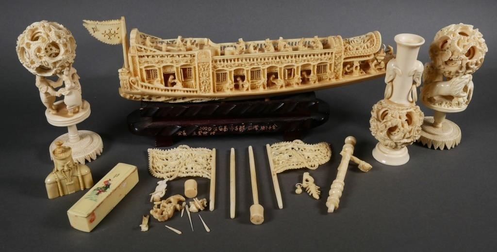 IVORY MOLDED ASIAN DECORATIVE ITEMS